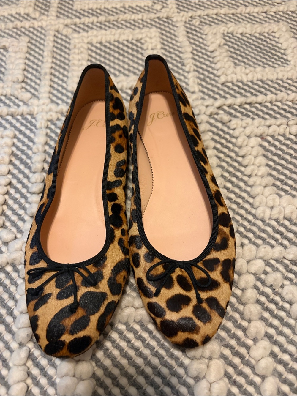 J. Crew Leopard-Print Pony Hair Ballet Flats in Tan and Black